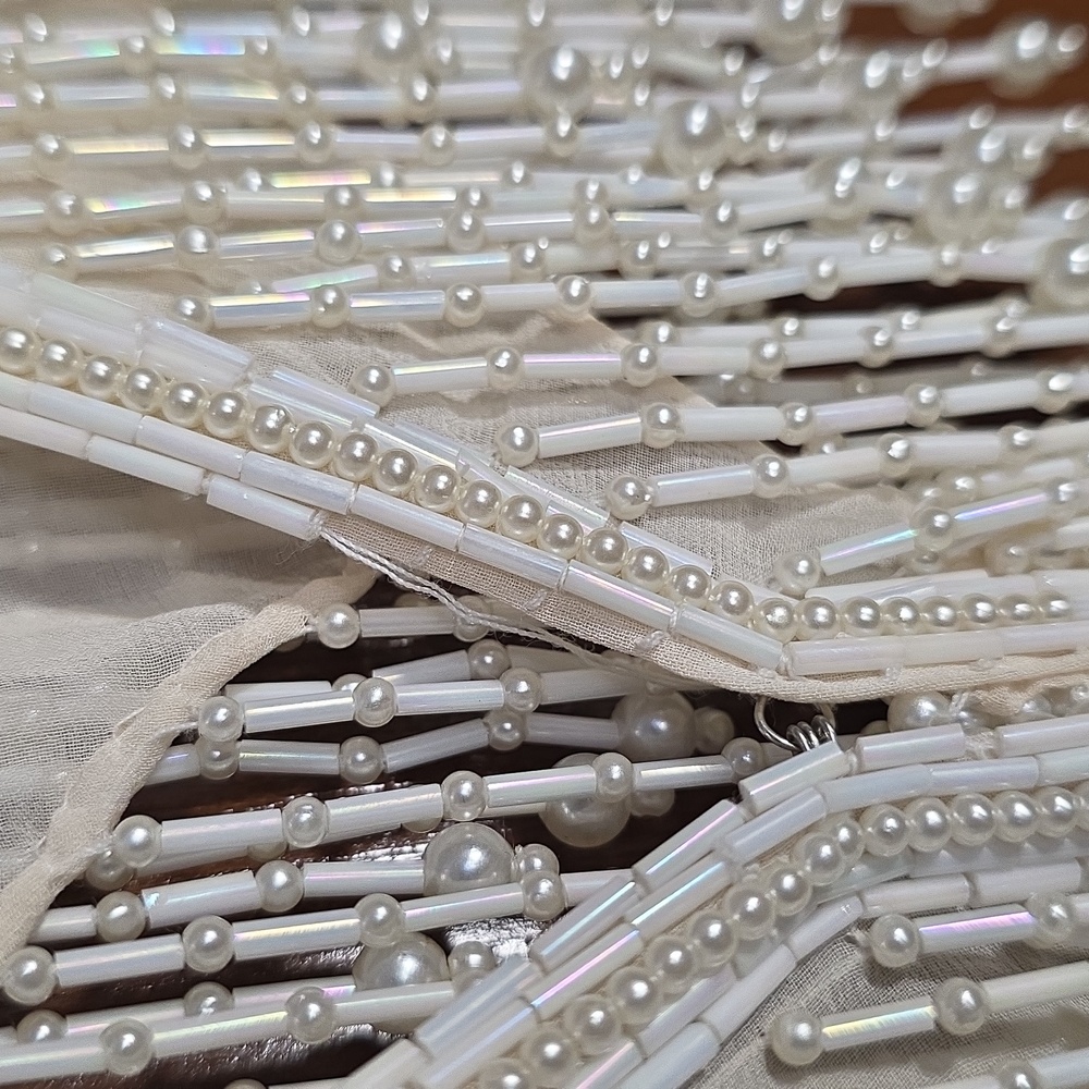 David Howard Silk Beaded Fringe Shawl - Picture 5 of 7
